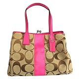 51iR1QLfsJL._SL160_ - COACH SIGNATURE STRIPE FRAME KISSLOCK KHAKI & PINK - clutches-purses