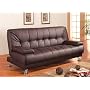 Futon Sofa Bed with Removable Arm Rests in Brown Vinyl
