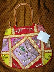 Banjara Mirrors Boho Purse Orange-red Womens Sari Handbag