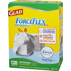 Glad 13 gal. ForceFlex Febreze OdorShield Tall Kitchen Drawstring Trash Bags (120 ct.)