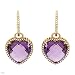 Heart Earrings With 22.55ctw Precious Stones - Genuine Amethysts and Diamonds Made of Yellow Gold. Total item weight 10.0g Length 32.5mm