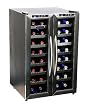 Whynter WC-321DD 32 Bottle Dual Temperature Zone Wine Cooler, Stainless Steel Trimmed Glass Door with Black Cabinet