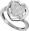 Beautiful White Gold Micro Pave Diamond Heart Ring " Size 7 "