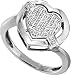 Beautiful White Gold Micro Pave Diamond Heart Ring " Size 7 "