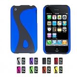 BLUE Apple iPhone 3G 3Gs 8GB 16GB 32GB Snap-On Hard Rubber Skin Case Cover  ....