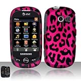 Hot Pink Leopard Rubberized Snap on Hard Shell Cover Protector Faceplate Ce ....