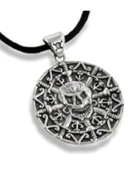 Jolly Roger Pirate Skull and Crossbones Sword Antiqued Sterling Silver Medallion Pendant 24" Necklace