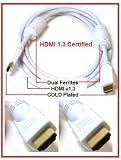 HDMI Cable:PTC 6 ft High Speed HDMI 1.3 Category 2 Certified WHITE Cable w/Ferrite Cores (Gold Plated Connectors) - Supports PS3, Xbox, Blu-Ray, HD-DVR, HD-DVD, all HDTV resolutions - 1080p and beyond