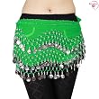 BellyRose Chiffon Dangling Silver Coins Belly Dance Hip Scarf, Vogue Style