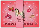 Dolce Mia Horsey Girl Cowgirl Thank You Card - Pack of 10