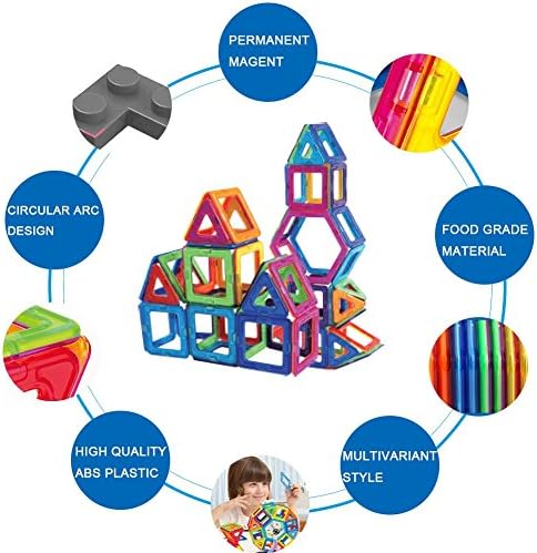 Final Summer Deal! 65PCS Magnetic Magnet Building Tiles Toys Kids Educational 3D Magnetic Building Blocks Construction Bricks Stacking Set DIY for Brain Development Preschool Skills