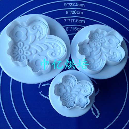 Witkey 3 PCS Small Flower Flowre Rose DIY Fondant Cake Decorating Cutter Cookie Cake Cutter Plastic Baking Mold Embossing Tool
