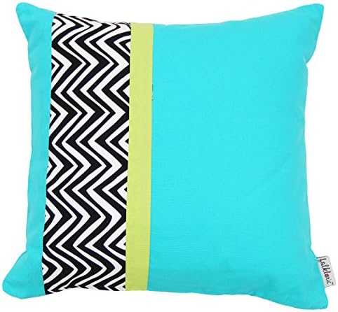Folkloric Cotton, Chevron, Decorative, Pillow or Cushion Cover, 16x16 inches, Turquoise Blue