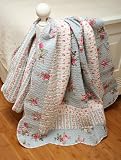 Ilsa Chic Shabby Rosebud Cotton Quilt Throw