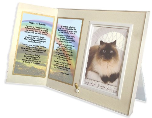 Beyond the Rainbow Poem Pet Memorial Keepsake Picture Frame and Pet Loss Sympathy Gift, Warm White with Foil Accent
