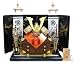 ★秀光オリジナル限定品★五月人形・かぶれる兜平台飾りセット 太い忍び緒と本木製の金箔貼りの龍頭が付いた着られる兜にちりめん家紋旗を添えて