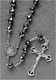 Pack Of 2 Cipolletti Black Hematite Men's Beaded Rosaries W/ 8MM Glass Beads 22
