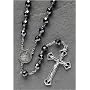 Pack of 2 Cipolletti Black Hematite Men's Beaded Rosaries w/ 8mm Glass Beads 22"