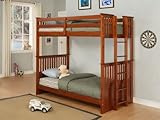 Twin Size Bunk Bed Contemporary Style in Burnished Pine