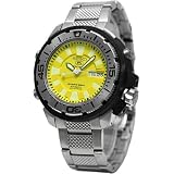 Seiko 5 Sports Mens 200M Stainless Steel Silver Self Winding Automatic Diver Watch with Yellow Face... by Seiko