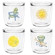 Swirls Summer Designs 12 oz Double-Old-Fashioned Insulated Beverage Tumbler Set, Clear (4 designs)