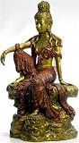 Kuan-Yin Royal Ease Gold and Red Statue, Large