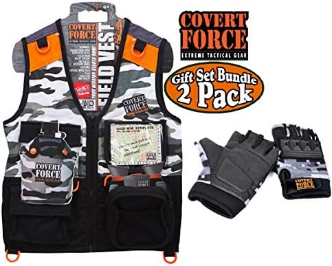 POOf-Slinky Covert Force Tactical Vest & Fingerless Tactical Gloves Gift Set Bundle - 2 Pack
