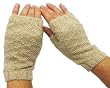 Hand-knitted Fingerless Lightweight Alpaca Natural Fiber Gloves - Natural Shade (100% Knitted By Hand)