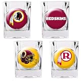 NFL Washington Redskins Four Piece Square Shot Glass Set (Individual Logos)