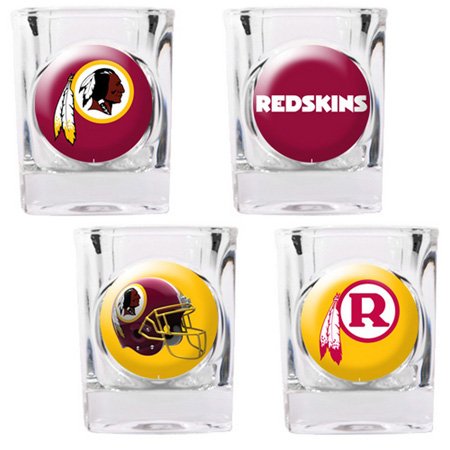 NFL Washington Redskins Four Piece Square Shot Glass Set (Individual Logos)