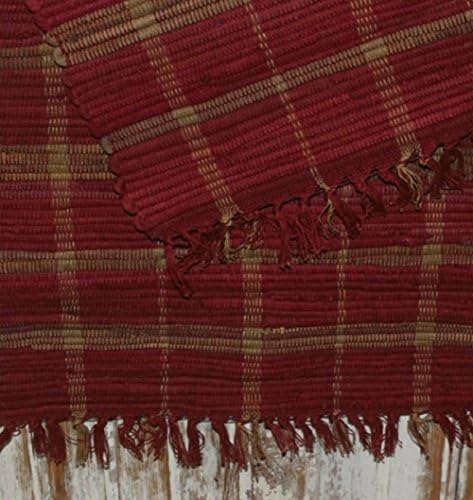 18" x 36" Woven Rag Rug Country Plaid-Rust