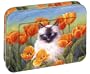 Tree-Free Greetings "Among the Poppies", 12 Count EcoFriendly Cat Note-card Assortment in a Collectible Photo Frame Tin (95737)