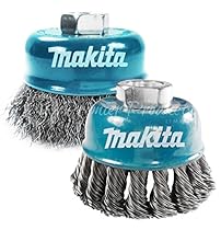 Makita 2 Piece - Knotted & Crimped Wire Cup Bundle For Grinders - Heavy & Light-Duty Conditioning For Metal - 3 Inch x 5/8-Inch | 11 UNC
