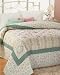 Floral Patchwork Quilt Bedspread with Green Gingham Image