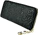 Heshe Women's Genuine Leather Purse Organizer Wallet Zippered Clutch Card Holder