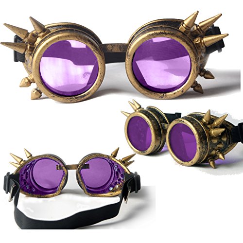 Spiked Cyber Goggles Steampunk Welding Goth Cosplay Vintage Goggles Rustic