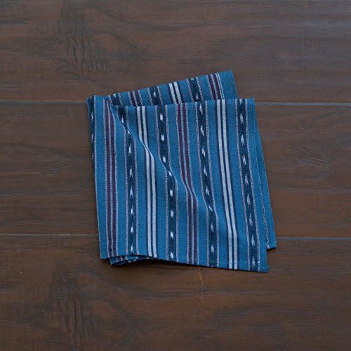 Mayan Ikat Blue Fair Trade Cloth Napkins, Handwoven, Set 4