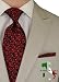 Berioni Hand Made in Italy 100% Woven Silk Mens Neck Tie + Pocket Square Jacquard Woven Tie and Hanky Set Red White R2