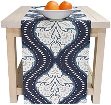 Table Runner Navy, Modern Navy, Turquoise, White Table Runner 120 inch long 120" long table runner - Midnight (120 inches)