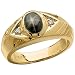 14Kt Yellow Gold Black Star Sapphire and Diamond Men's Ring