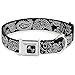 Buckle-Down Seatbelt Buckle Dog Collar - Paisley2 Black/White - 1.5