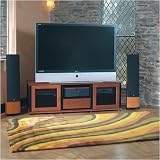 Salamander 236C/A - Cherry & Aluminum Triple Flat Panel TV Cabinet with Media Drawer
