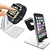 Orzly DuoStand Charge Station for Apple Watch & iPhone - Aluminum Desk Stand Cradle in SILVER with Built-In Insert Slots for both Grommet Wireless Charger and Lightning Cable for iPhone Models: 5 / 5S / 5C / 6 / 6 PLUS and both 42mm & 38mm sizes of 2015 Watch Models