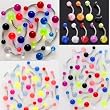 16 Assorted Belly Button Navel Rings 14g 7/16 Uv Marble Glow Sparkle Only