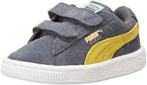 PUMA Suede 2 Straps Classic Sneaker , Turbulence/Buttercup, 11 M US Little Kid