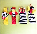 Lamaze Garden Bug Wrist Rattle / Foot Finder Set of 4 (2 Wrist 2 Footies)