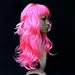 SWT Pink Stunning Womens Long Curly Wavy Wig for Ladies Girls Cosplay Costume Party Fancy Dress