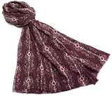 MIR Women's Peacock Feathers Scarf,Aubergine,28x80