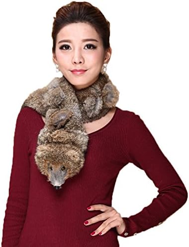 Mingxin long length faux man-made fox head fur scarf winter wrap muffler stole