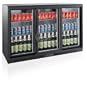 PREM3 Triple Sliding Door Back Bar Bottle Cooler - Black